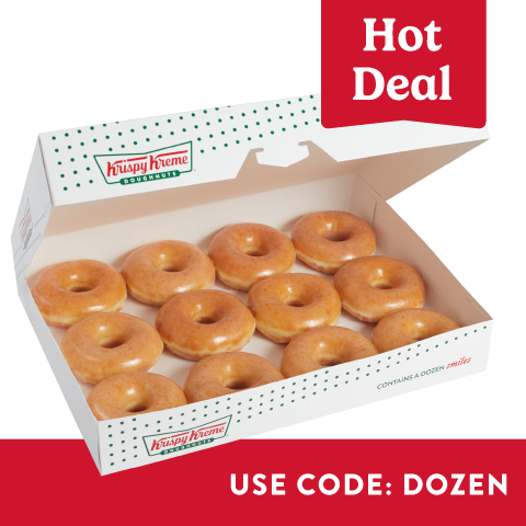 $9.99 Original Glazed® Dozen with a Dozen Purchase - Use Code: DOZEN